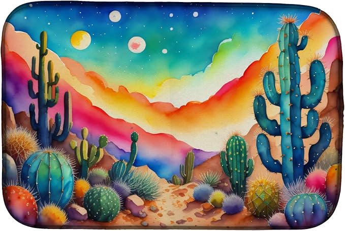 Caroline's Treasures DAC1417DDM Cactus in Color Dish Drying Mat Absorbent Dish Drying Mat Pad for Kitchen Counter Dish Drainer Mat for Countertop 14 x 21 Multicolor