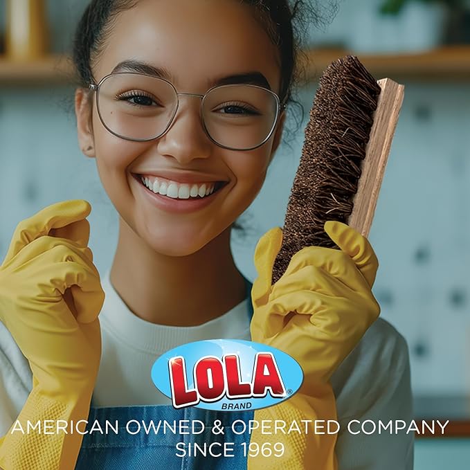 LOLA Deck Scrub Brush 9 x 3.5 Head w/Palmyra Bristles for Outdoor Cleaning Removes Dirt &amp Grime from Patios Decks Grout 1 Count