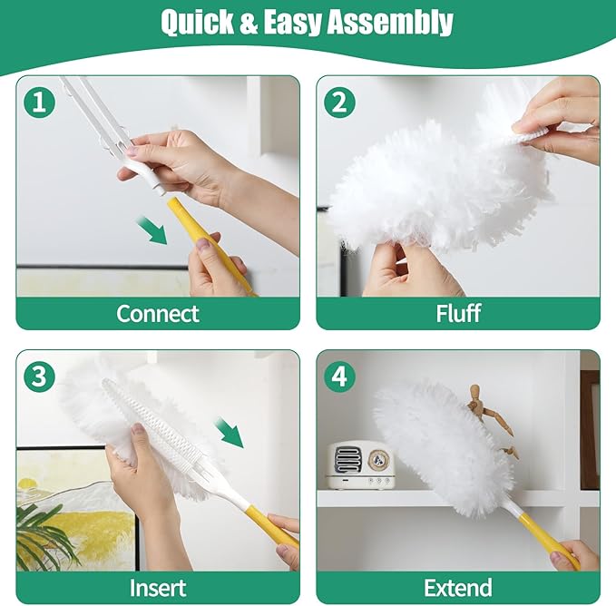 60 Count Electrostatic Duster Refills Compatible with Swiffer Duster Multi-Surface Dusting Refills Microfibre Feather Dusters for Cleaning Unscented