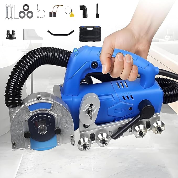 1200w Electric Grout Removal Tool Electric Tile Gaps Crevice Cleaning Machine with 9000rpm Portable Self-Vacuuming Floor Tile Seam Machine for Tile Maintenance Seamclearing-2.7mm