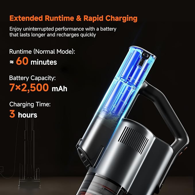 uwant V500 Cordless Vacuum Cleaner with Auto Empty&ampAuto Dust Scrap System 7-Layer HEPA Filtration Anti-Tangle Brush Stick Vacuum for Pet Hair Hard Floors CarpetGrey