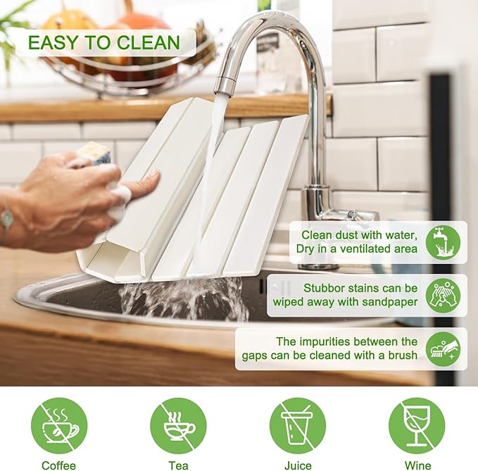 Foldable Stone Dish Drying Mat for Kitchen Counter24×16Fast Dry Pad Absorbent Countertop Mat Heat-resistant MatDiatomaceous Earth MatsWhite