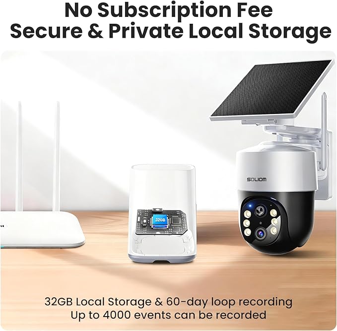 SOLIOM Security Cameras Wireless Outdoor4K Ultra HD for Day and Night No SubscriptionBuilt in RadarSolar Powered Cameras for Home Security 360° Pan Tilt Auto Tracking5G &amp 2.4G WiFi 2-Cam Ki