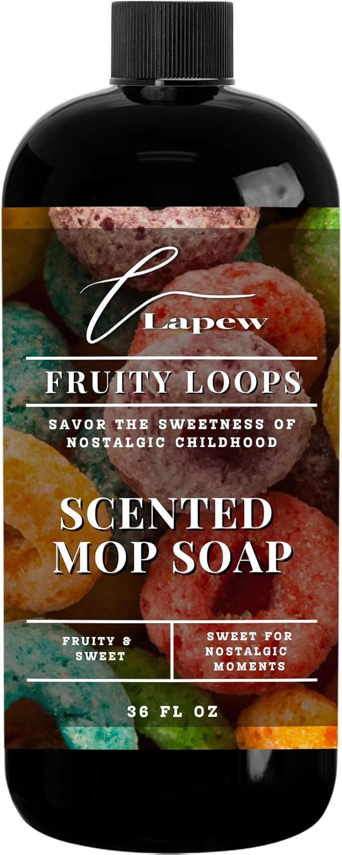 Lapew Fruity Loops Scented Mop Soap - Luxury Floor Cleaner Concentrate for Mopping Tile Laminate Vinyl &amp Hardwood | Streak-Free Low-Foam | 36 oz