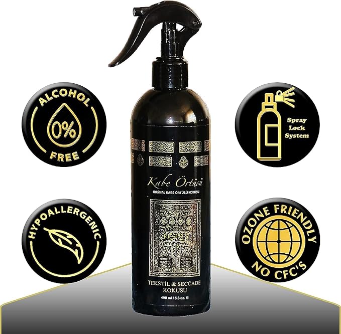 Islamic Holy Places Room Spray Air Freshener Kaaba’s Cover Scent Prayer Rug Spray Made With Essential Oils Plant-Derived And Other Thoughtfully Chosen Ingredients 13.50 Fl Oz (Kaaba)