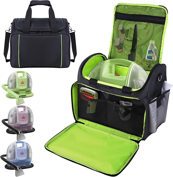 Carry Bag Compatible with BISSELL Little Green Mini Carpet and Upholstery Cleaner 4075/4075L/4075FMore Pockets Storage Bag for BISSELL Little Green CleanerPortable Carry CaseBag Only