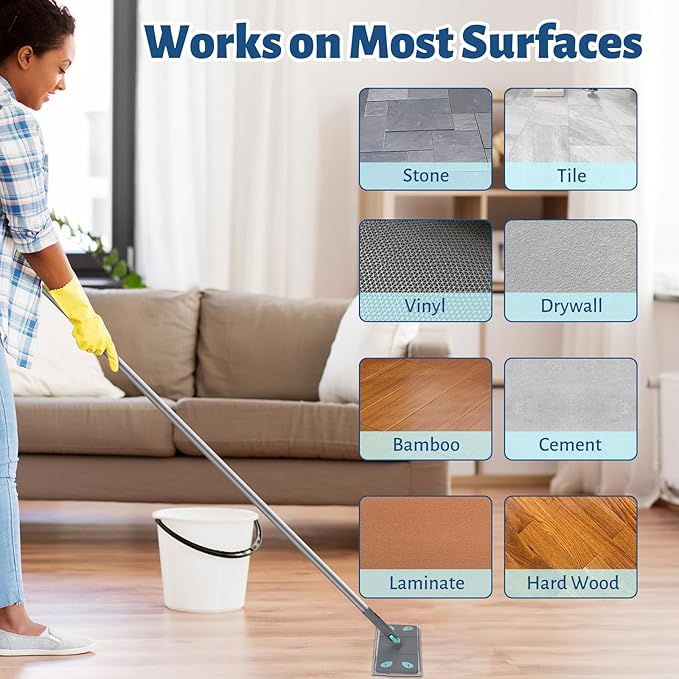3-in-1 Detachable Broom and Mop Set Combo for House Cleaning Collapsible Broom and Mop for RV Camping Home Dorm Extension Pole Window Squeegee Grey
