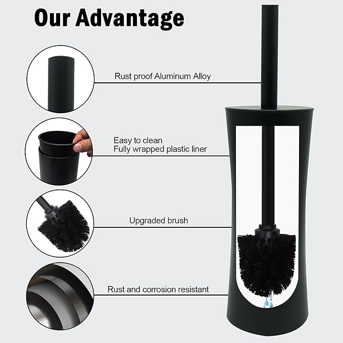 Vince Camuto Toilet Bowl Brush with Holder Durable Bathroom Cleaning Tool Modern Design for Easy Toilet Maintenance Bathroom Cleaner Brush for Efficient Cleaning and Hygiene