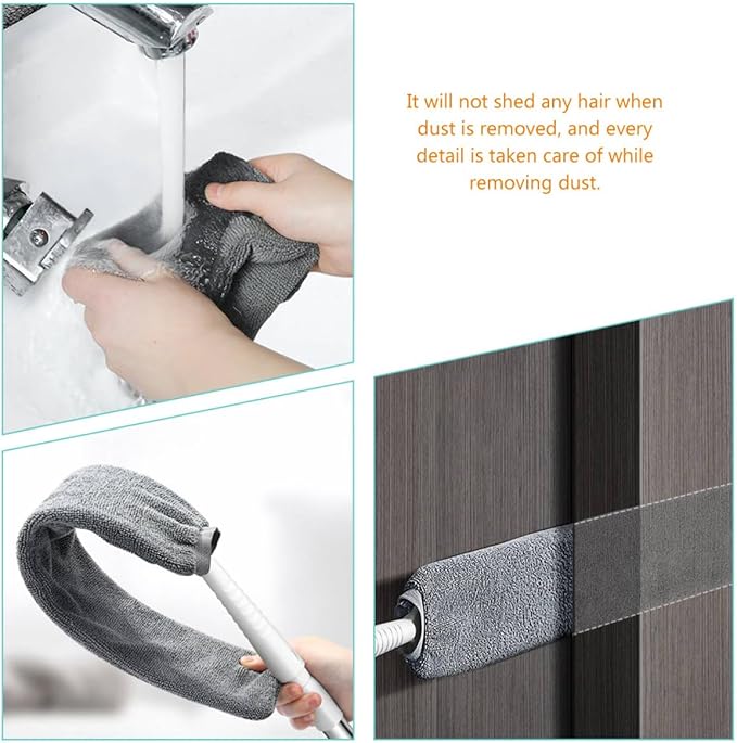 Retractable Microfiber Duster with Telescopic Handle Bendable Gaps Dust Cleaner Under Bed and Furniture Includes 1 Washable Cloth for Home Cleaning