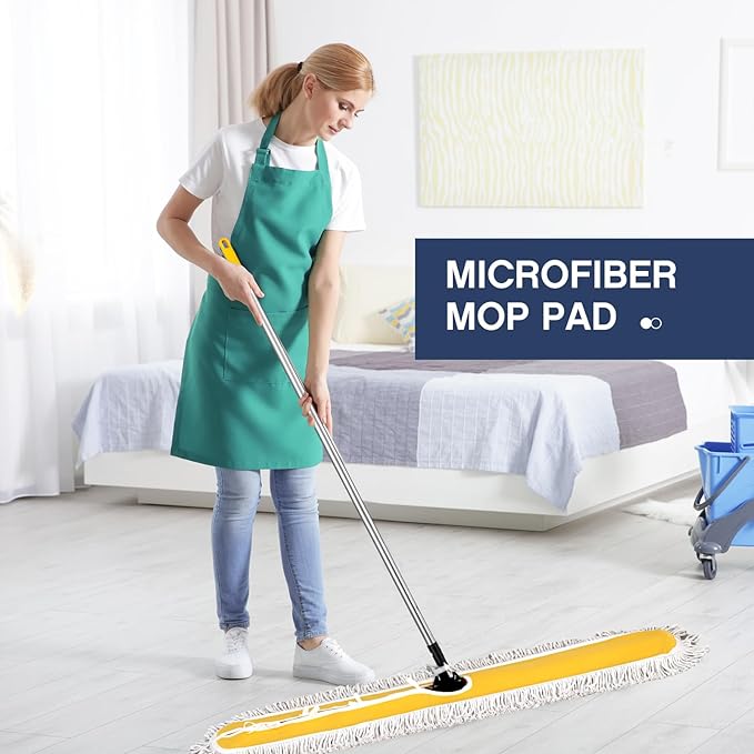 Suclain 2 Pack Dust Mop 43 36 Commercial Dust Mop Floor Sweeper Adjustable Sweeper Mop Dust Mops Industrial Mops Broom with Long Handle for Floor Cleaning Hardwood Tiles Marble Floors(43 Inch)