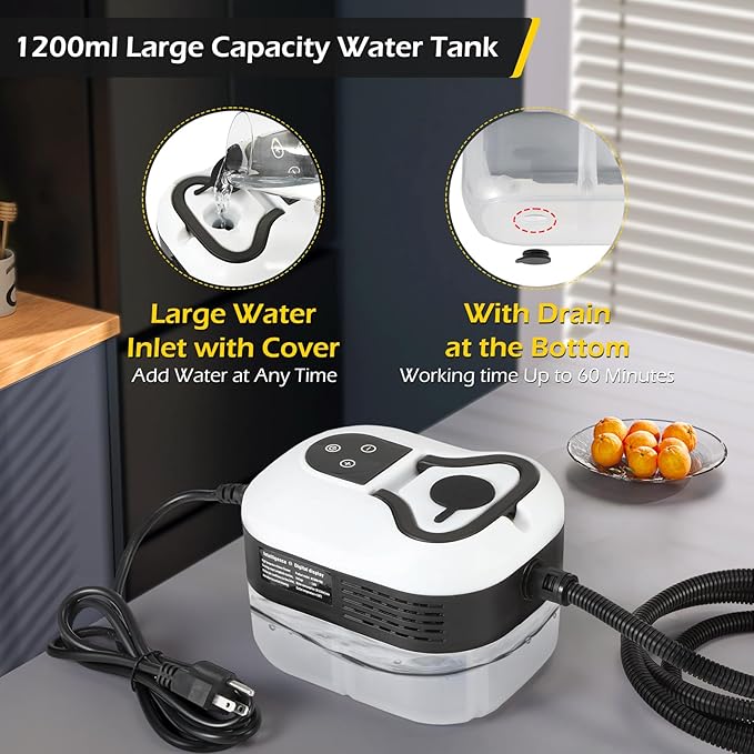 Dyna-Living Steam Cleaner 1500W Handheld Steamer for Cleaning 221℉ High-Temp Portable Car Steamer Cleaner Intelligent Touch Panel &amp Spray Gun Control Steamer Cleaner for Car