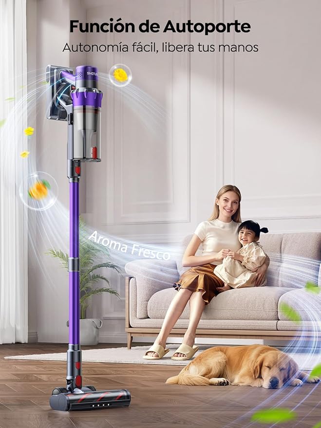 SMOTURE Cordless Vacuum Cleaner 600W/50Kpa/Max 65Mins Vacuum Cleaners for Home Stick Vacuum for Pet Hair/Sofa/Carpet/Hard Floor