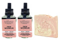 Bath &amp Body Works Fresh Watermelon Wallflowers Fragrance Refill 2 Pack with a Himalayan Salts Springs Sample Soap.