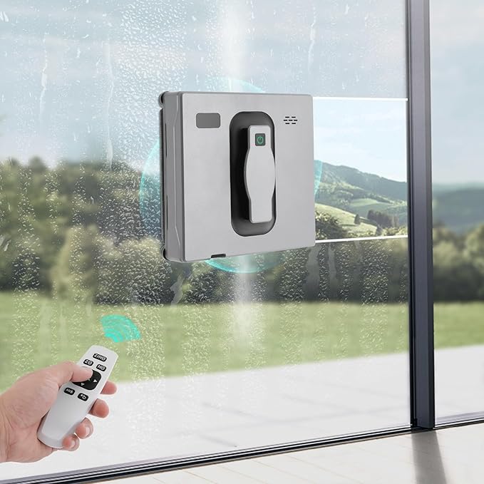 Window Cleaning Robot Robot Window Cleaner with Intelligent Control/APP Control Automatic Windows Vacuum Cleaner with 3 Cleaning Mode for Homes Office Buildings 1.69Oz Water Tank Capacity