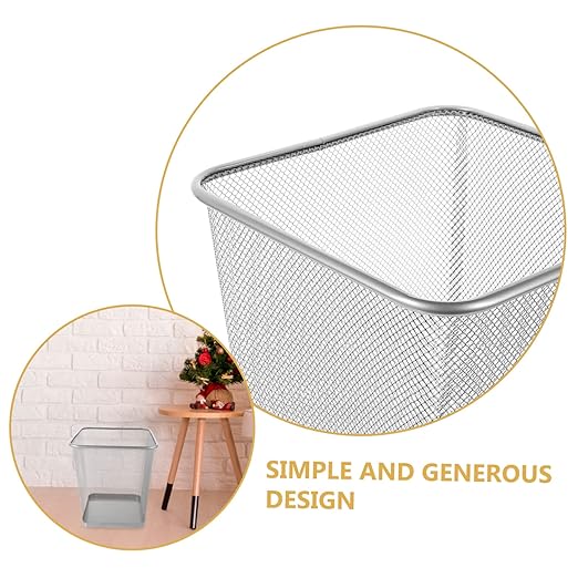 Alipis Square Metal Wastebasket Sturdy Iron Frame Black Mesh Design Trash Can for Home and Office Compact Size for Office Use and Waste Disposal