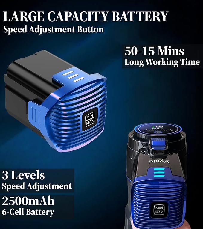 V-B8 Vacuum Replacement Rechargeable Battery 2500mAh 22.2V 55.5Wh Lithium Ion Cordless Vacuum Cleaner Lightweight Stick Up to 50 Min Runtime Blue (NOT for V-S12)