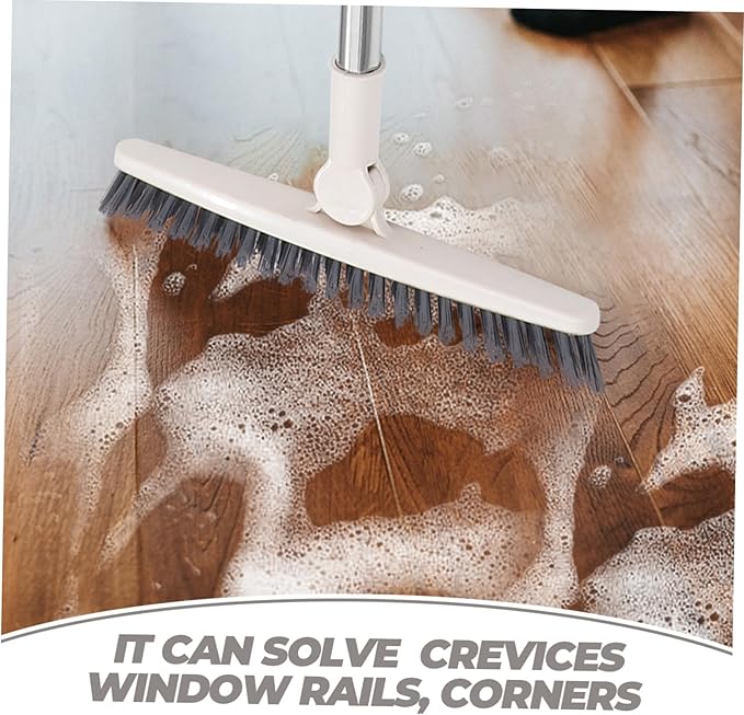 2pcs Rotatable Long Handle Floor Scrub Brush for Deep Cleaning Grout Window Tracks and Tight Spaces Hard Bristles for Bathroom and Kitchen Use