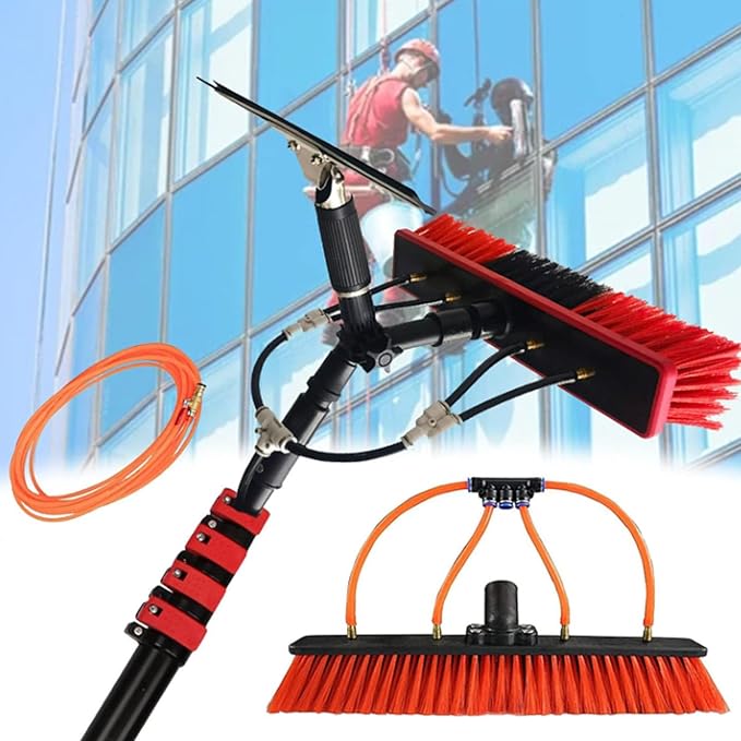 Glass Cleaning Brush Home Water Fed Telescopic Pole Kit Solar Panel Brush Rotating for Photovoltaic PanelWater Fed Pole Kit 3.6-12m Window Glass Solar Panel Cleaning System Washing Equipme