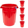 Magnum 55 Gallon Trash Can High-Vis Red Construction Grade Heavy Duty Plastic Jobsite Ready for Handling and Holding Garbage CMTC-C000-55R05 (5 Pack)