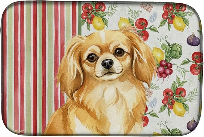 Caroline's Treasures Gold Tibetan Spaniel Vegetables Dish Drying Mat Absorbent Dish Drying Mat Pad for Kitchen Counter Dish Drainer Mat for Countertop 14 x 21 Multicolor
