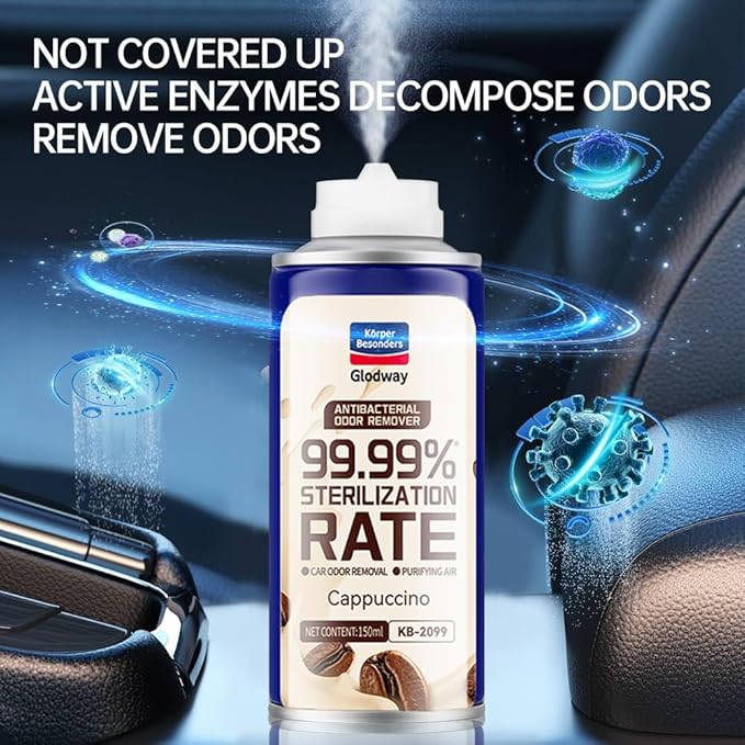 GLODWAY Car Air Freshener Spray Cappuccino Scent 6 OZ Odor Eliminator4 Pack for Cars Trucks RVs Home