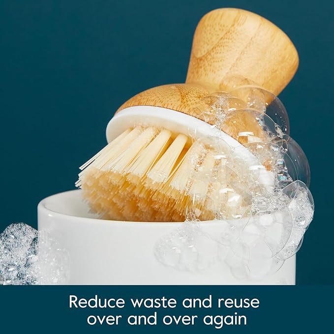 Grove Co. Bubble-Up Dish Brush 2-Pack Ergonomically Designed Dish Scrubber Replacement Dish Scrub Brush Removes Tough Messes Gentle on Dishes Sustainable Solution to The World's Waste Problem