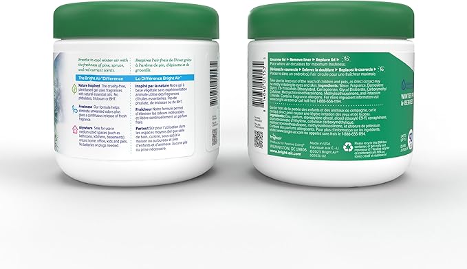 Bright Air 14 oz. Super Odor Eliminator For Medium-Size Spaces Winter Pine &amp Berries Scent Case of 6 Odor Eliminator &amp Air Freshener Natural Essential Oils Lasts Up to 90 Days Each