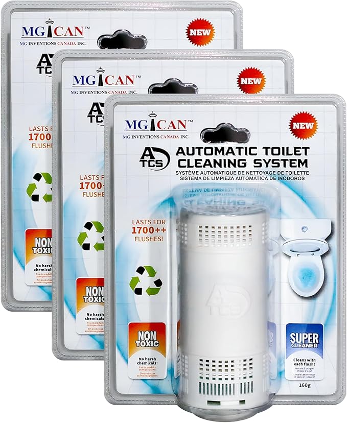 MGICAN Patented Automatic Toilet Cleaning System(ATCS) | Non-Toxic | Bleach Free &amp Long-Lasting | In Tank Toilet Bowl Cleaner | Cleans &amp Removes Stains in Every Flush| UL-Certified 3 Pack