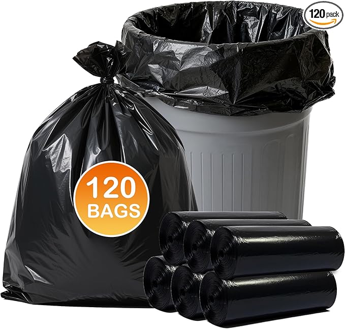 55-60 Gallon Trash Bags 120 Count 21 Micron HDPE Durable &amp Tear-Resistant Trash Can Liners Suitable for 55-60 Gallon Trash Can Garbage Bags for Packing Leaves Kitchen Waste &amp Household Wa