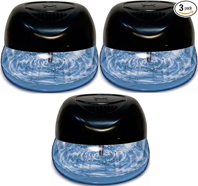 Bluonics Fresh Aire 3 Pack Water Air Washer Air Revitalizer &amp Freshener with 4 Fragrance Bottles 7-Color LED Night Light &amp White Noise Feature