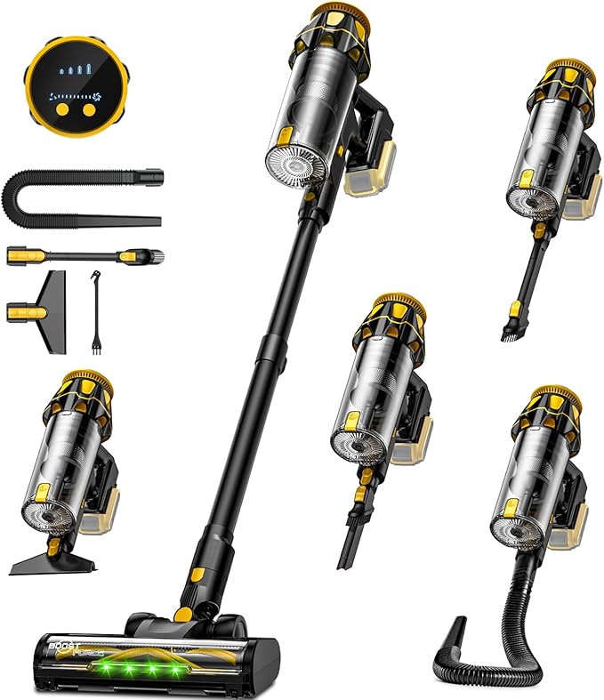 Cordless Vacuum Cleaner for DeWalt 20V Battery 45KPA 400W Vacuum Cleaners for Home Self-Standing Stick Vac w/LED Display Anti-Tangle Lightweight Vacuum for Carpet Floor Car(Battery Not Included)