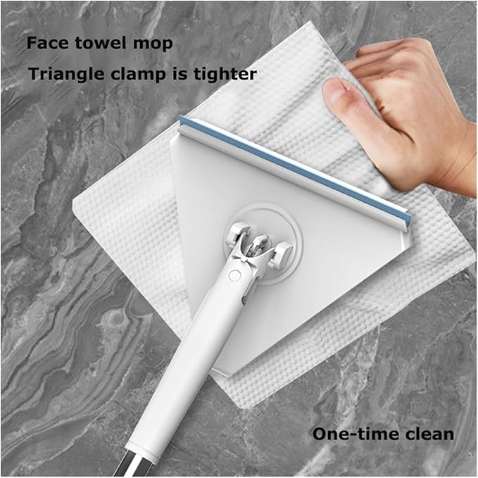 Hands-Free Wash Face Towel Triangular Mop Window Cleaning 360 ° Rotating Mini for Wet Wipes Household Tool(MOP 2PCS Cloth)