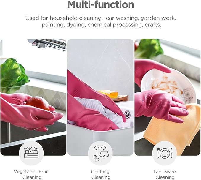 Rubber dishwashing gloves 3 or 6 Pairs for kitchenCleaning washing dish gloves long for household reuseable durable.