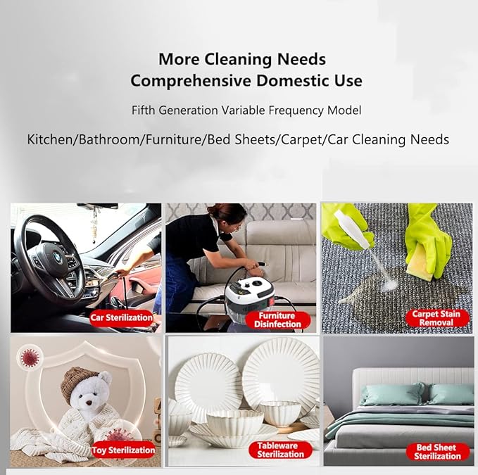 2500W High Pressure High Temperature Steam Cleaner Portable High Pressure Steam Cleaning Machine Powerful Handheld Home Use Steam Cleaner for Kitchen Grease Furniture Bathroom Car (White)