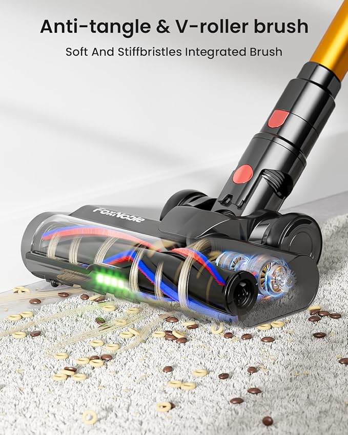 Cordless Vacuum Cleaner55KPa 650W 65Mins Vacuum Cleaners for HomeStick Vacuum with LED Display Anti tangle Brush and Self Standing DesignVacuum Cleaner for Hardwood FloorsCarpetPet HairCar