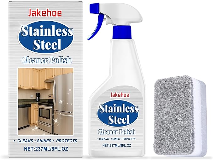 Stainless Steel Cleaner Spray - Removes Grease Oil &amp Fingerprints Restores Shine Rust Protection(2PCS)