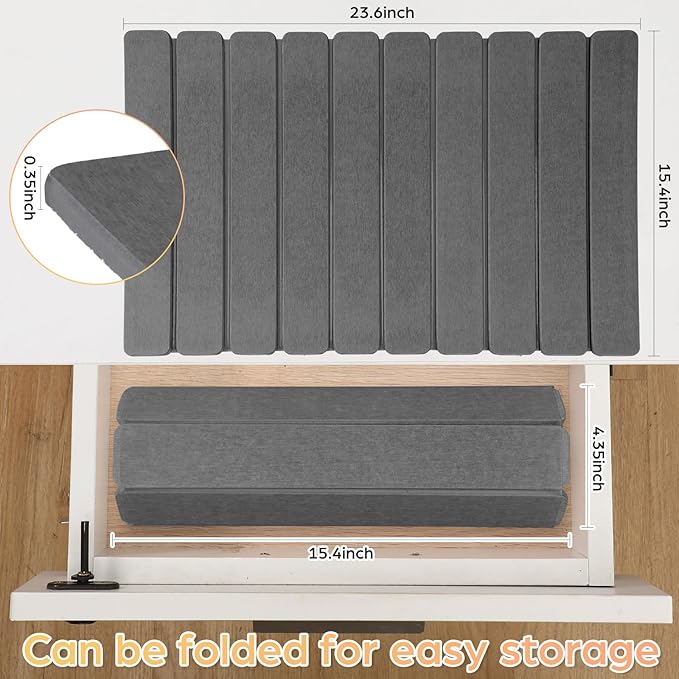 Nuanchu 2pack Large Stone Dish Drying Mat for Kitchen Counter 23.6(L)x15.4(W) Collapsible Diatomaceous Earth Water Absorbing Mat for Dishes Bottles Cups Match Any Countertop(Dark Grey)