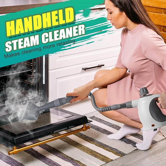 Multi-Surface Handheld Pressurized Steam Cleaner with 13 PCS Accessory Portable Steamer for Cleaning Multipurpose Steam Cleaner for Home/Car/Bathroom/Grease/Upholstery/Floor/Grout and More (White)