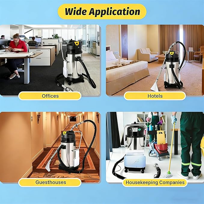 3-in-1 Multi-Purpose Wet Dry Vacuum Cleaner Commercial Grade for Carpet Floor &amp Sofa with Large Capacity Tank &amp 360° Wheels 30L