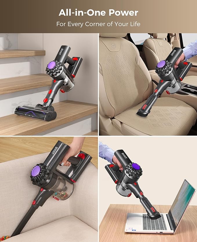 Cordless Vacuum Cleaner 450W 40KPA Vacuum Cleaners for Home 45 Mins Lightweight Stick Vacuum Cordless with LED Display Rechargeable Battery Vacuum for CarpetPet HairHardwood Floor