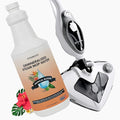 Steam &amp Go - The Housekeeper Steam Cleaner For Floors &amp Demineralized Water Bundle 10-in-1 Hard Floor Cleaner Machine &amp Grout Steam Cleaner with Floor Cleaning Solution 32 oz Tropical B