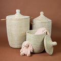 Basket Set for Laundry Toys and Blankets White Set of 3pcs