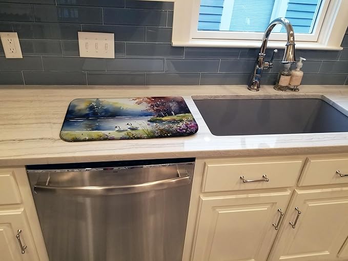 Caroline's Treasures DAC3193DDM Bufflehead Dish Drying Mat Absorbent Dish Drying Mat Pad for Kitchen Counter Dish Drainer Mat for Countertop 14 x 21 Multicolor