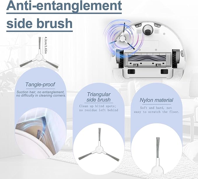 25 PCS Accessories for Dreame D10 Plus Gen 2 Robot Vacuum Cleaner Spare Parts 2 Rubber Main Brush 4 Filters 6 Mop Pad 6 Dust Bags 6 Side Brush1 Cleaning Tool
