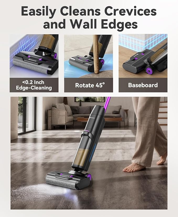 Redroad Wet Dry Vacuum Cleaner 16000Pa50Mins Runtime Cleaning Area 3013 ft²Cordless Vacuum Cleaner Cordless Vacuum and Mop All in Onefor Hard Floors Sticky Messes and Pet HairH15 Set