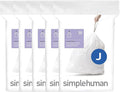 simplehuman Code J 100 Count Dispenser Pack Custom Fit Liners Drawstring Trash Bags 30-45 Liter / 8-12 Gallon White