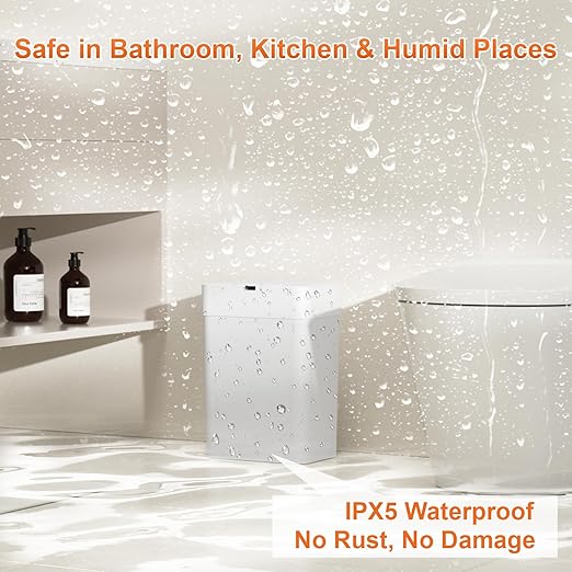 Gallon Motion Sensor Bathroom Trash Can with Lid Automatic Garbage Bin for Bathroom Slim Plastic Narrow Bedroom Trash Bin Garbage Can 15L