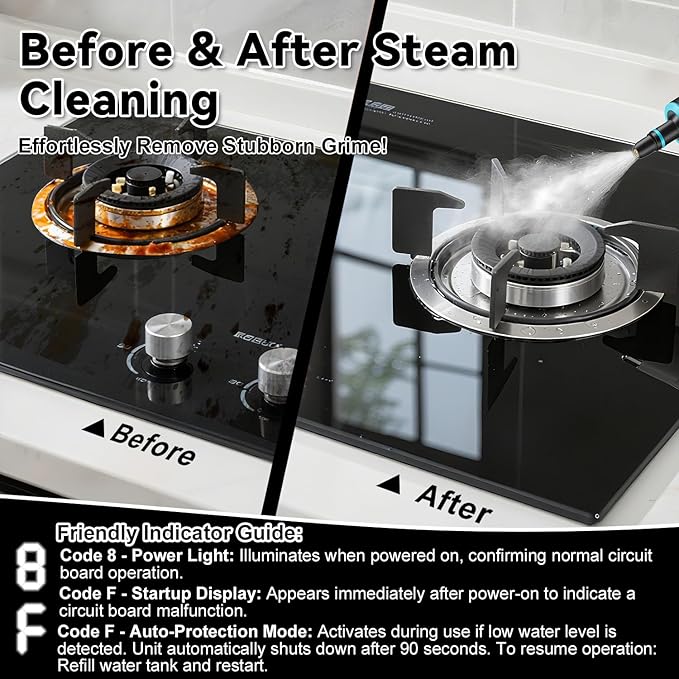 Steam Cleaner 2500W Portable Handheld Steamer for Cleaning Large Capacity Tank Pressurized Steam Cleaning Machine for Home Car Bathroom Kitchen Furniture Grout Floor Tile