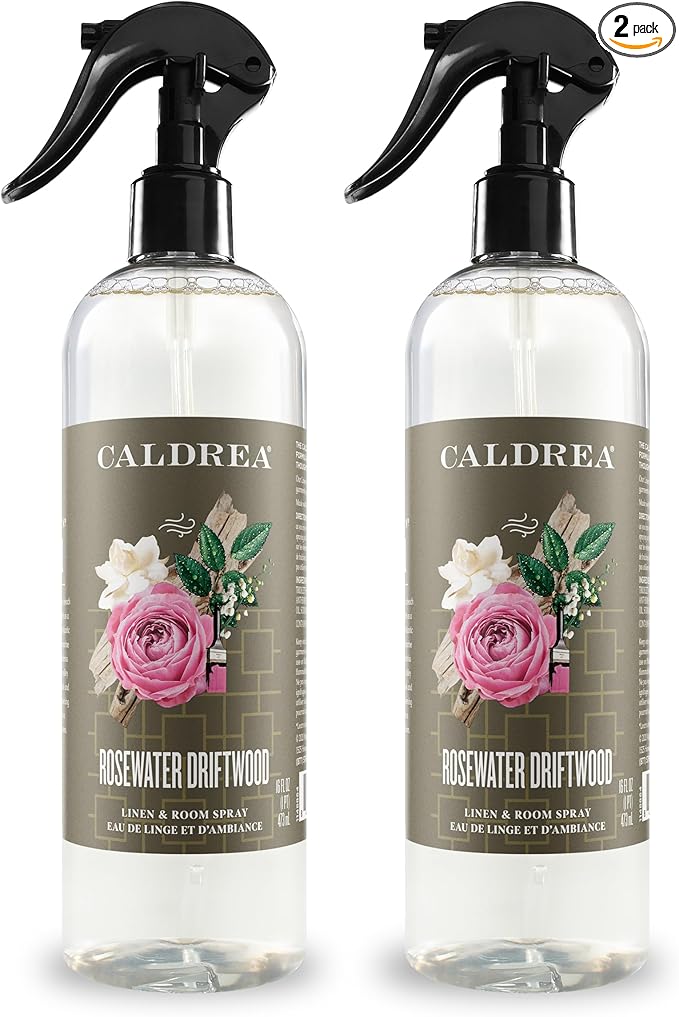 Caldrea Linen and Room Spray Air Freshener Made with Essential Oils Plant-Derived and Other Thoughtfully Chosen Ingredients Rosewater Driftwood 16 oz 2 Pack