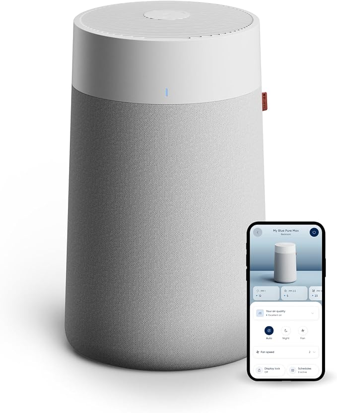 BLUEAIR Air Purifiers for Medium Rooms Bedroom Kitchen Cleans 1858 sqft in one hour HEPASilent Smart Air Cleaner for Home Pets Allergies Virus Dust Mold Smoke - Blue Pure 311i Max